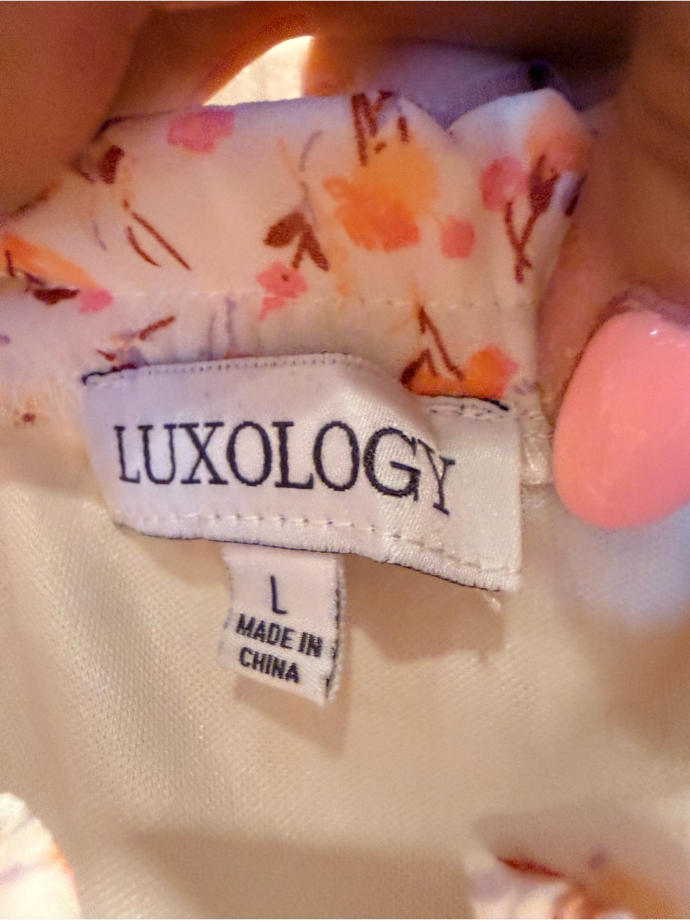 Luxology Long-Sleeve Floral Maxi High Low Dress in Cream and Coral Pink - Picture 2 of 8
